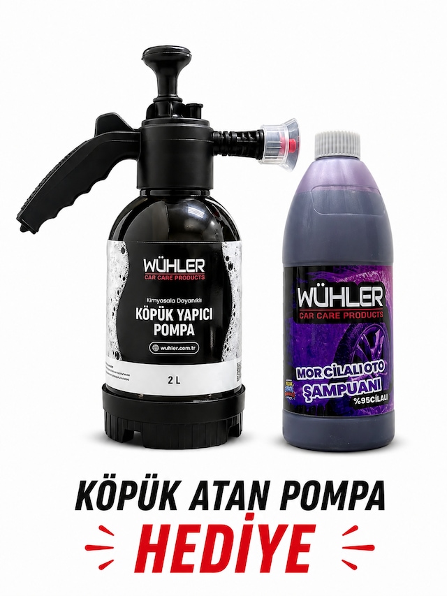 %95 Cilalı Mor Oto Şampuanı 750 Ml+ Hediye Köpük Atan Basınçlı Pompa 2 Lt