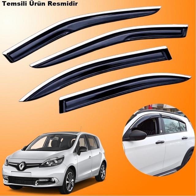 Renault Scenic 3 Mügen Cam Rüzgarlığı Abs Krom Nikelajlı Cam Rüzgarlığı 2009 Sonrası 4 Lü Set