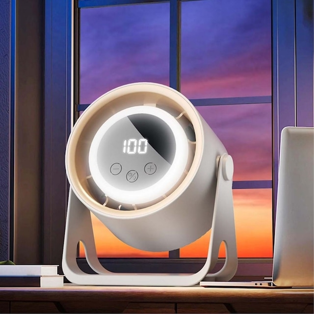 Büro Ev Ofis si İçin Şarjlı 6mod Masaüstü Dijital Led Ekran Oynar Başlık Led Işıklı Fan