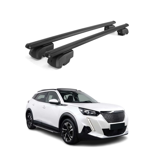 Peugeot 2008 Iı 2019-2027 Arası Uyumlu Port Bagaj Taşıyıcı Ara Atkı Alüminyum Siyah 2 Parça