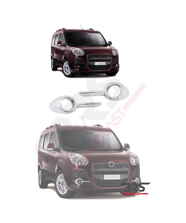 Fiat Doblo Uyumlu 2010-2014 Krom Sis Çerçevesi 2 Parça Paslanmaz Çelik