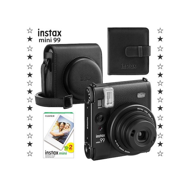 Instax Mini 99 Siyah Fotoğraf Makinesi 20'li Film Kare Albüm Ve Deri Kılıf Seti