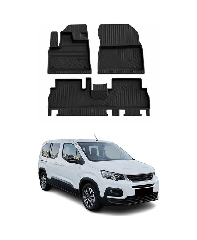 Peugeot Rifter 2019-2026 Uyumlu 4d Havuzlu Paspas Kauçuk Siyah 3 Parça
