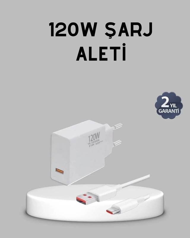 Ers 120w Süper Hızlı Şarj Adaptörü Type-c Kablo Dahil, Yüksek Voltaj Korumalı