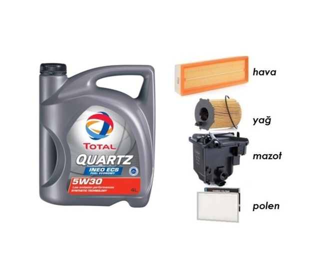 Total 5W30 Partikül Yağ + Filtre Ful Set Berlingo 1.6 Dizel