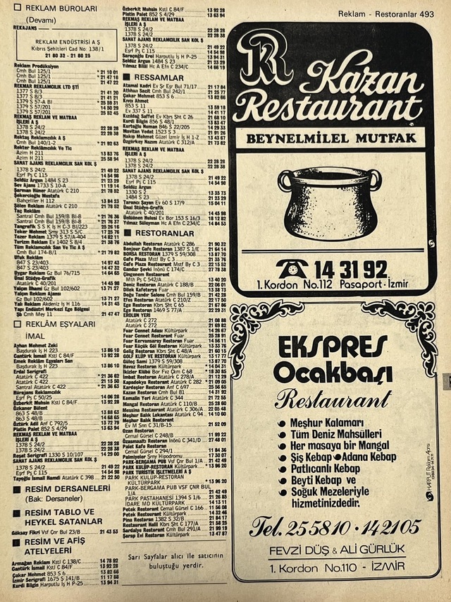 İzmir 1982-1983 Meslek Reklam İlanı Efemera S493 Teşhir Ürün