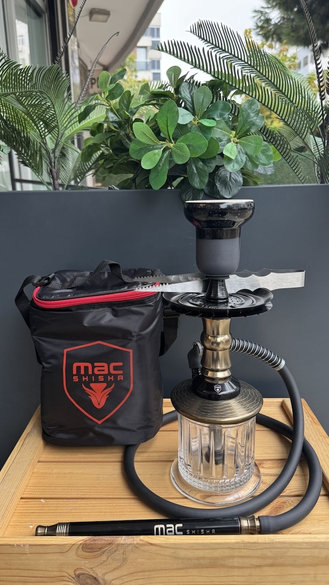 Mac Shisha Cup Tokyo Çantalı Taşınabilir Nargile Takımı Bronz Lüle Dahil