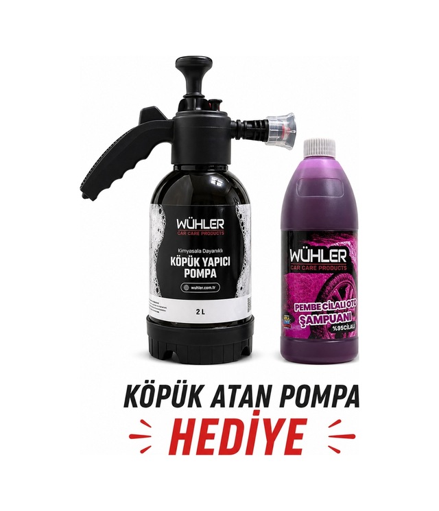 %95 Cilalı Pembe Oto Şampuanı 750 Ml+ Hediye Köpük Atan Basınçlı Pompa 2 Lt