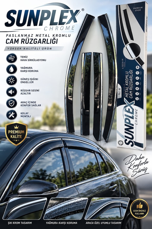 Sunplex Kromlu Cam Rüzgarlığı Toyota Chr 2025 Ve Sonrası İle Uyumlu