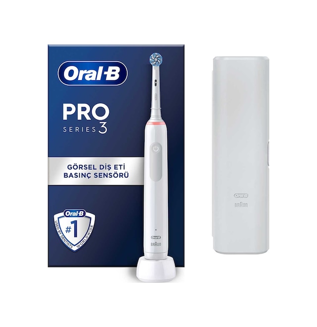 Oral-B Pro 3500 Elektrikli Beyaz Diş Fırçası + Seyahat Kabı