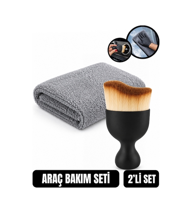 Oto Bakım Seti Detaylı Temizlik Fırçası Ve Mikrofiber Temizlik Bezi