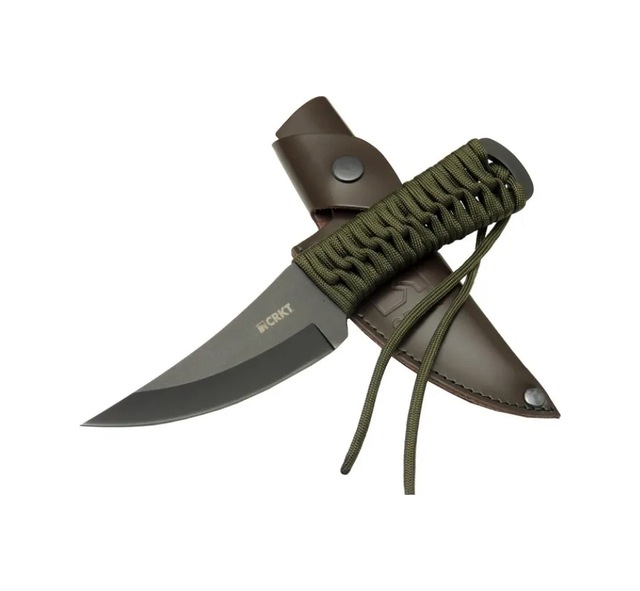 Crkt Scrub Fixed 2712 Bk Siyah Kamp / Outdoor Bıçak 22,5cm - İpli Sap, Deri Kılıflı 4290a