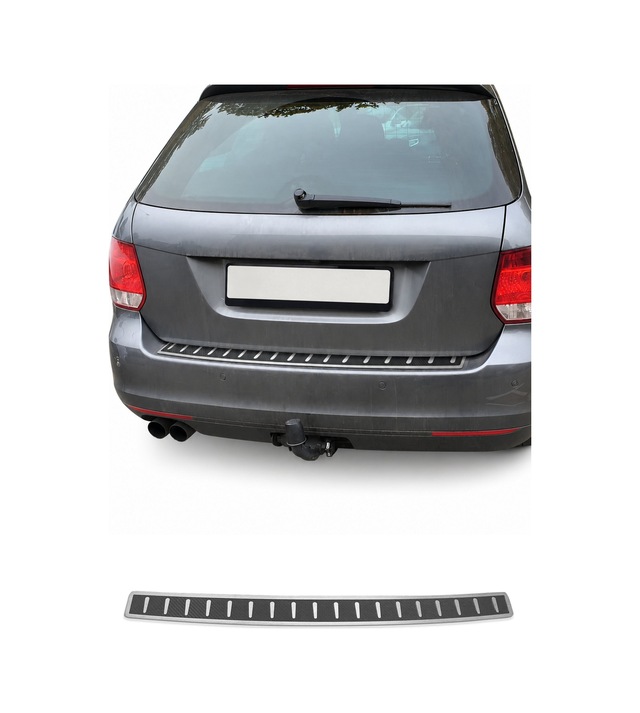 Vw Golf Vıı Variant 2012-2019 Uyumlu Arka Tampon Eşiği Krom-karbon Folyolu