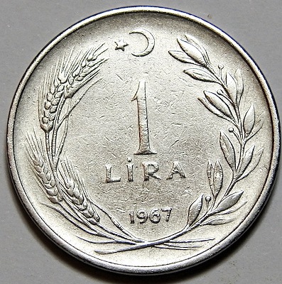 1 Lira 1967 Yılı Madeni Para
