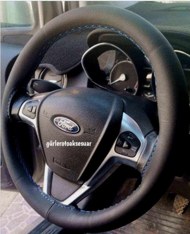 Ford Courier Direksiyon Kılıfı Dikmeli Soft Mavi Ipli (38×10.5Cm)