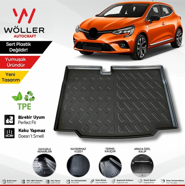 Renault Clio 5 Uyumlu Bagaj Havuzu 2019 Sonrası 3d Ultraflex Esnek