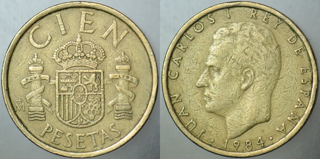 İspanya 100 Peseta 1984 Juan Carlos I Dönemi.
