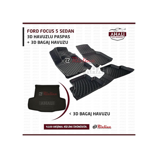 Rizline FORD FOCUS 5 3D Havuzlu Paspas Ve Bagaj Havuzu SET