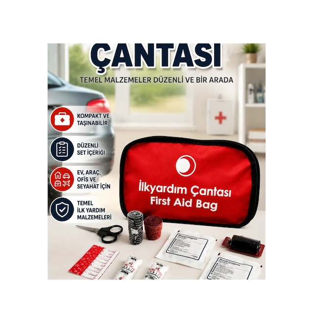 Kompakt İlk Yardım Çantası Araç Ev Ofis Ve Seyahat İçin Taşınabilir Set