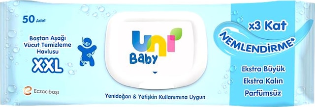 Uni Baby Vücut Temizleme Havlusu Xxl 50'li Tekli