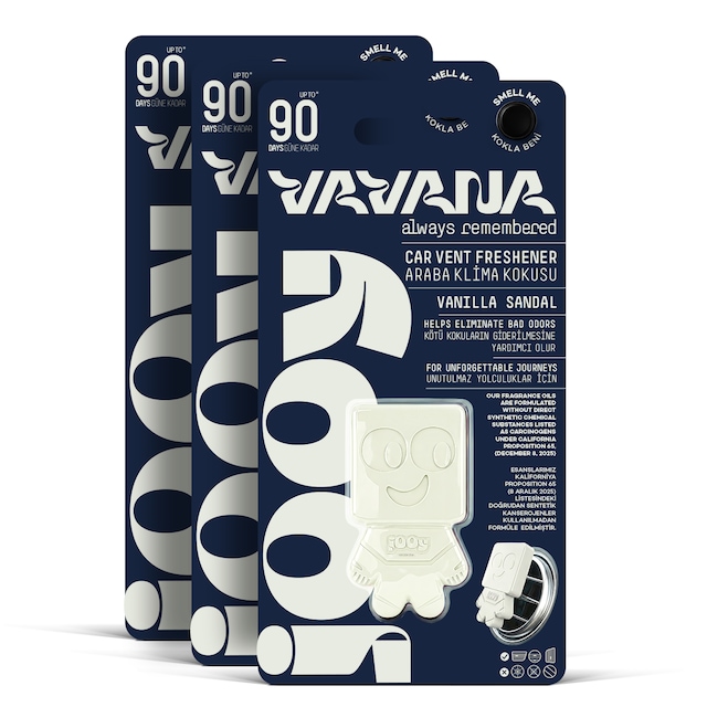 Vavana Jooy Araba Klima Kokusu 3'lü Set, 90 Gün Etkili Oto Kokusu Vanilya Sandal