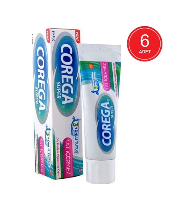 Corega Super Tat İçermez Diş Protezi Yapıştırıcı Krem 40 G x 6 Paket