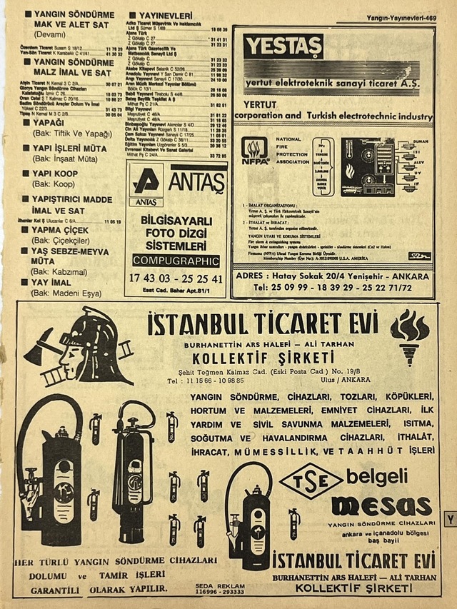 Ankara 1986 Meslek Reklam İlanı Efemera S469 Teşhir Ürün