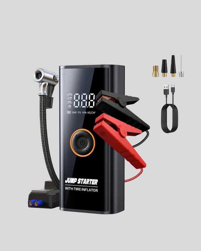 Çok Fonksiyonlu Araç Yol Yardım Kiti Jump Starter Ve Lastik Pompası Yeni Nesil