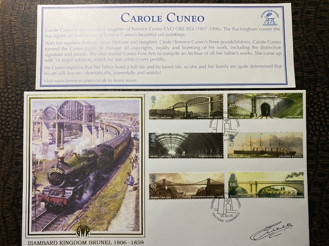 İngiltere Köprü Mimarı İsambard Kingdom Brunel Tren Köprüleri Temalı 2006 Limitli, Islak İmzalı, Tam Seri Pullu Buckingham Zarf Limited No: 279/350