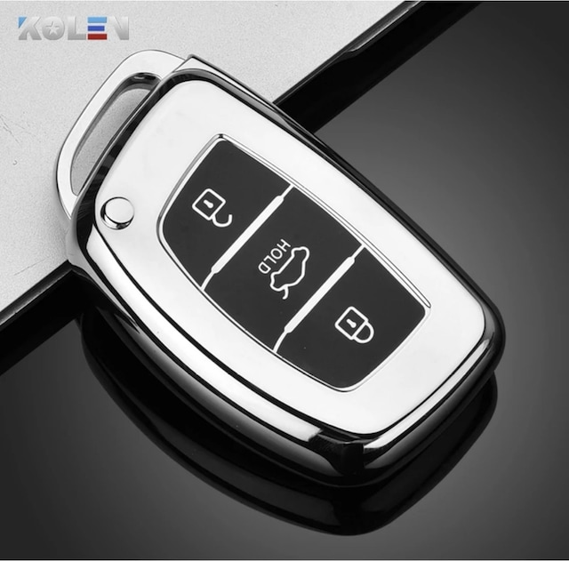 Hyundai Uyumlu İX35 Sustasız Anahtar Kılıfı Gümüş Renk