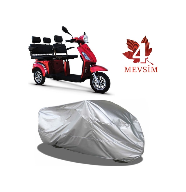 3 Kişilik Çift Koltuklu 3 Teker Elektirikli Motosiklet Brandası
