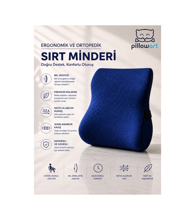 Ergonomik Ve Ortopedik Sırt Minderi Doğru Destek, Konforlu Oturuş