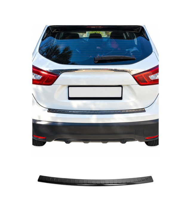 Nissan Qashqai J11 2013-2017 Uyumlu Krom Arka Tampon Eşiği Paslanmaz Çelik Siyah