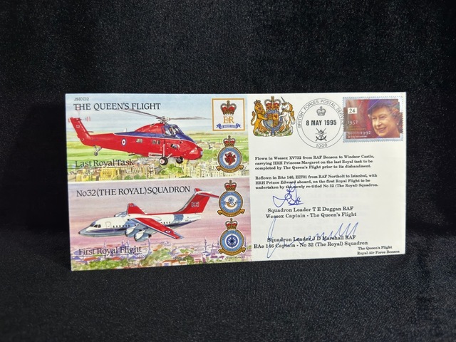 İngiltere Kraliyet Kraliçe Uçuşu İlk Gün Zarfı 1995 The Queens Flight Fdc Islak İmzalı Limited 150/250