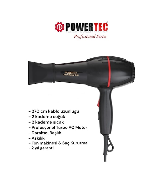 Powertec TR-801 Profesyonel Fön Makinesi