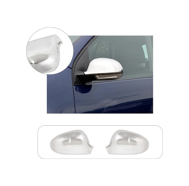 Volkswagen Golf 5 Uyumlu 2004-2009 Krom Ayna Kapağı 2 Parça Paslanmaz Çelik