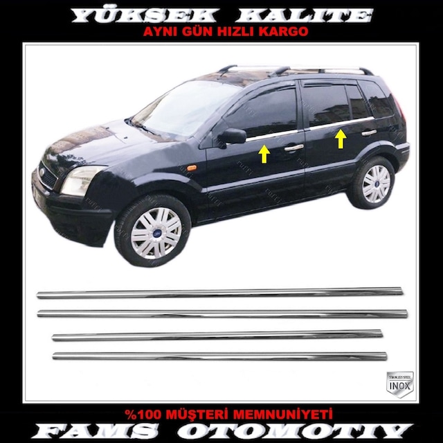 Ford Fusion Krom Cam Çıtası 4 Prç. 2002 ve Üzeri Paslanmaz Çelik