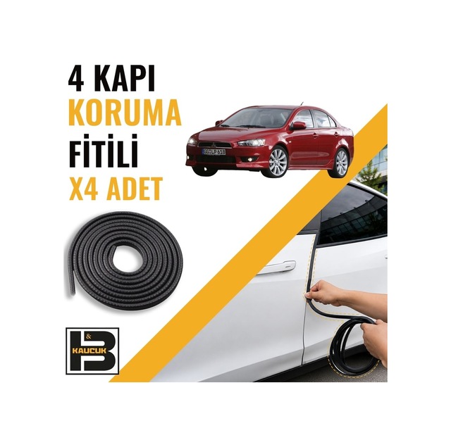 Mitsubishi Lancer Evolution 2007-2016 Kapı Koruma Fitili-4 Kapı-siyah-bm2568