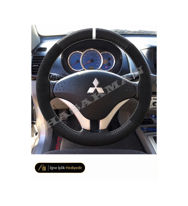 Mitsubishi L200 Dikme Direksiyon Kılıfı Alcantara Süet Mat Karbon Beyaz Yüzük Ve Dikiş Invite-ıntense-ınstyle 2010-2015