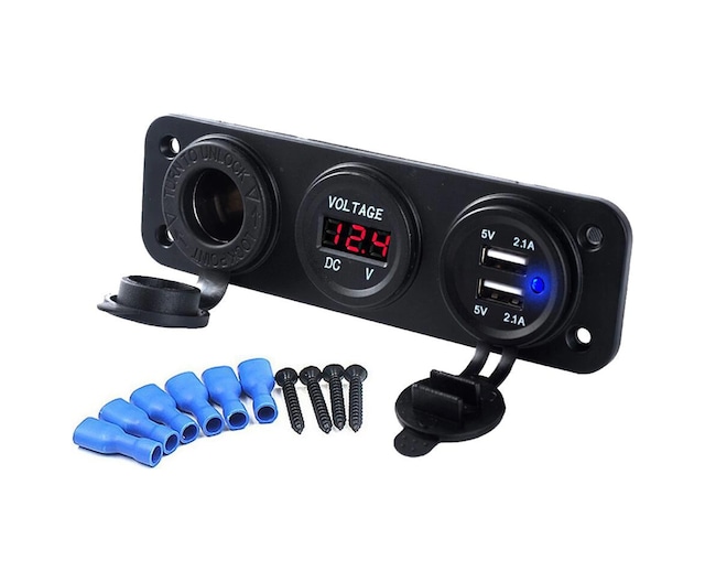 Çift USB Araç Şarj Soketi Voltmetre Çakmaklık 12V