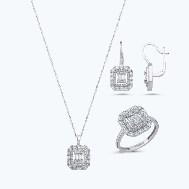 Altınbaş Altın Üçlü Baget Taşlı Set Utkss0114-24875-set