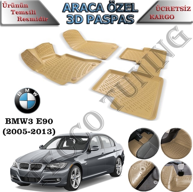Rizline Bmw E90 Bej 2005-2013 3D Havuzlu Paspas