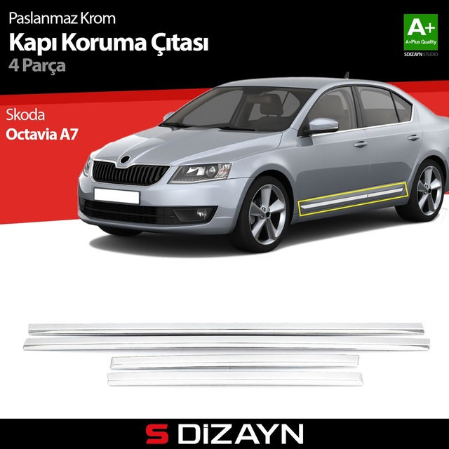 S-Dizayn Skoda Octavia A7 Kapı Koruma Çıtası Krom 2013 Üzeri