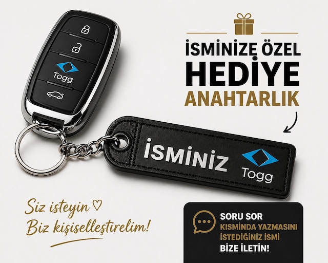 İsimli Togg Anahtarlık , Kişiye Özel - Hediyelik İsimli Togg Araç Logolu Anahtarlık - İsimli Araba A
