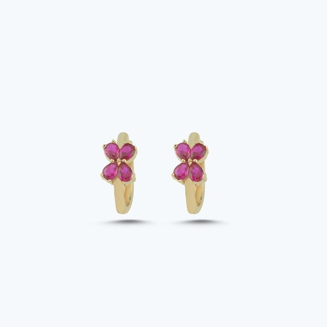 Altınbaş Pembe Taşlı Altın Damla Halka Küpe Akp0351-y-25649-p Çok Renkli
