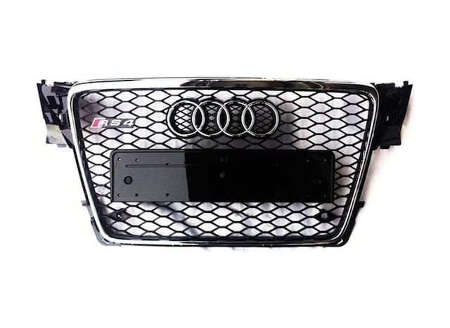 Autogp Audi A4 Rs4 Ön Panjur Izgara 2008 / 2012 B8 Oem Krom Siyah Agp230201