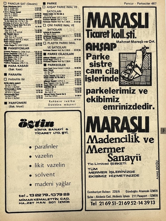 İzmir 1982-1983 Meslek Reklam İlanı Efemera S467 Teşhir Ürün