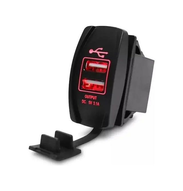 Oto Usb Şarj Söketi Marin Tip 2Li Usb 12-24V - 5V/3.1A Mavi
