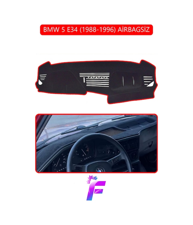 Bmw E34 Airbagsiz 1988-1996 Torpido Örtüsü Güneşten Korur Kolay Montaj Tam Uyum C93 Torpido Halısı