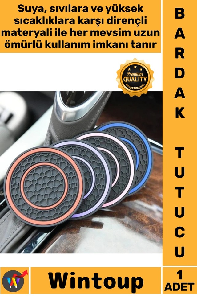 Mat Kaymaz Silikon Pvc Su Geçirmez Isıya Dayanıklı Estetik Yıkanabilir Araç İçi Bardak Tutucu Mat